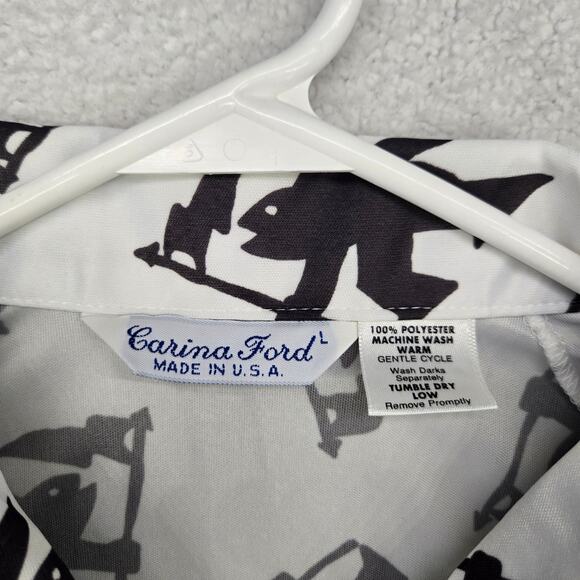 Vtg Carina Ford Polo Shirt Mens L Disco Performance USA 70s Johnny Collar Point - Picture 3 of 7
